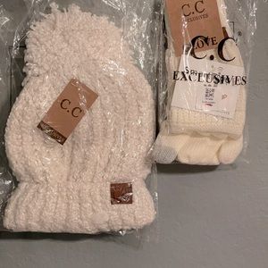 C C hat with matching gloves
